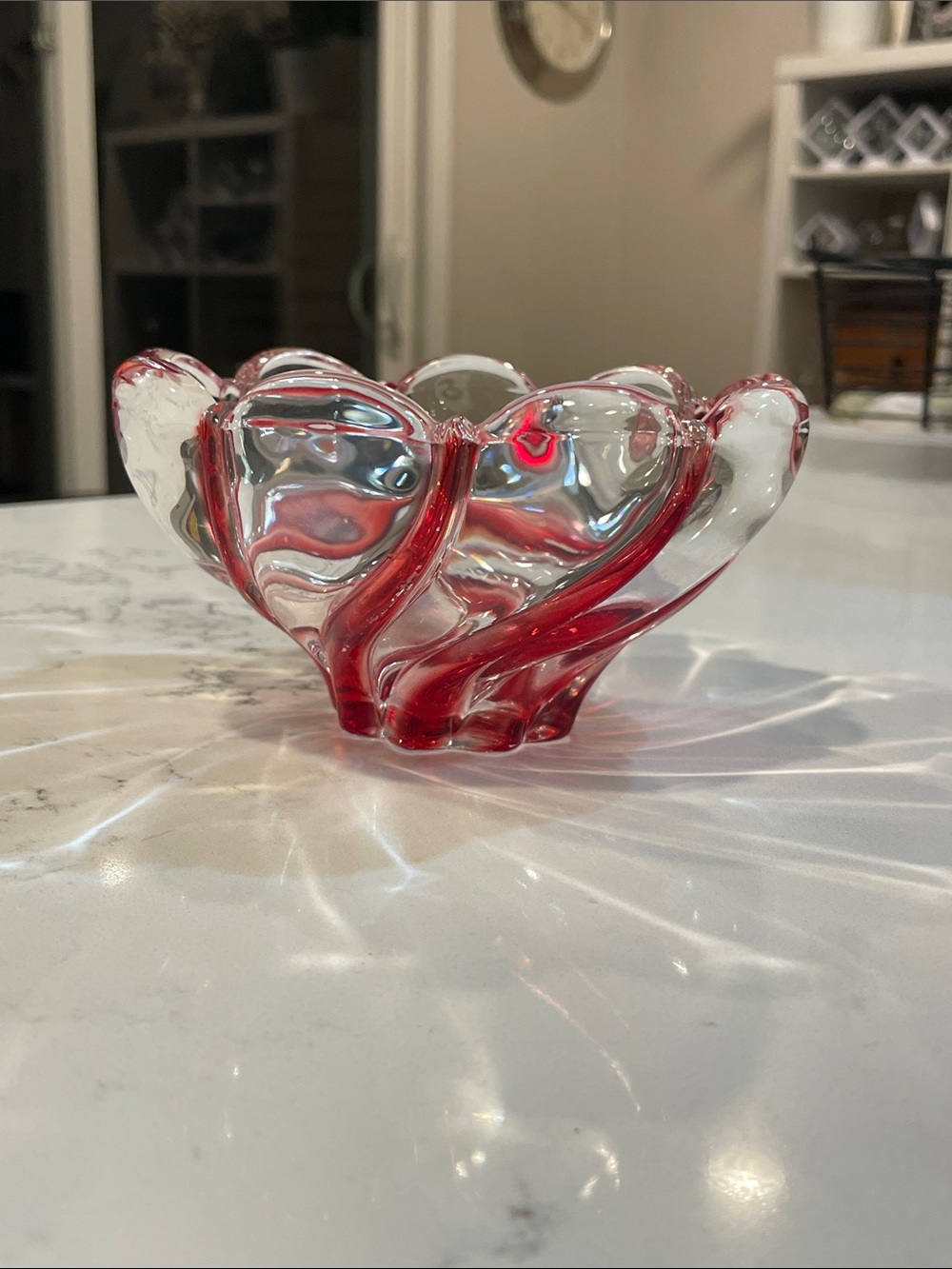 VINTAGE Mikasa Clear Glass peppermint Swirl Bowl PERFECT CONDITION